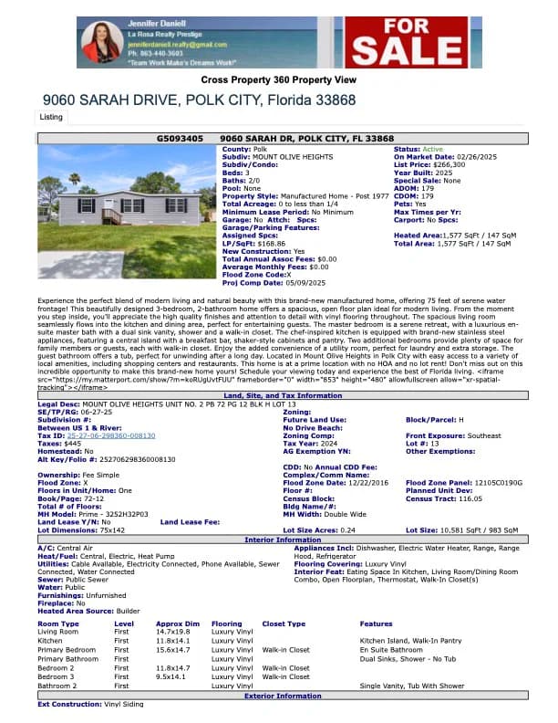 9060 sarah drive, polk city, florida 33868 (sold)  home features