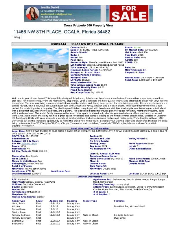 11466 nw 8th place, ocala, florida 34482 (sold) $198,959  home features