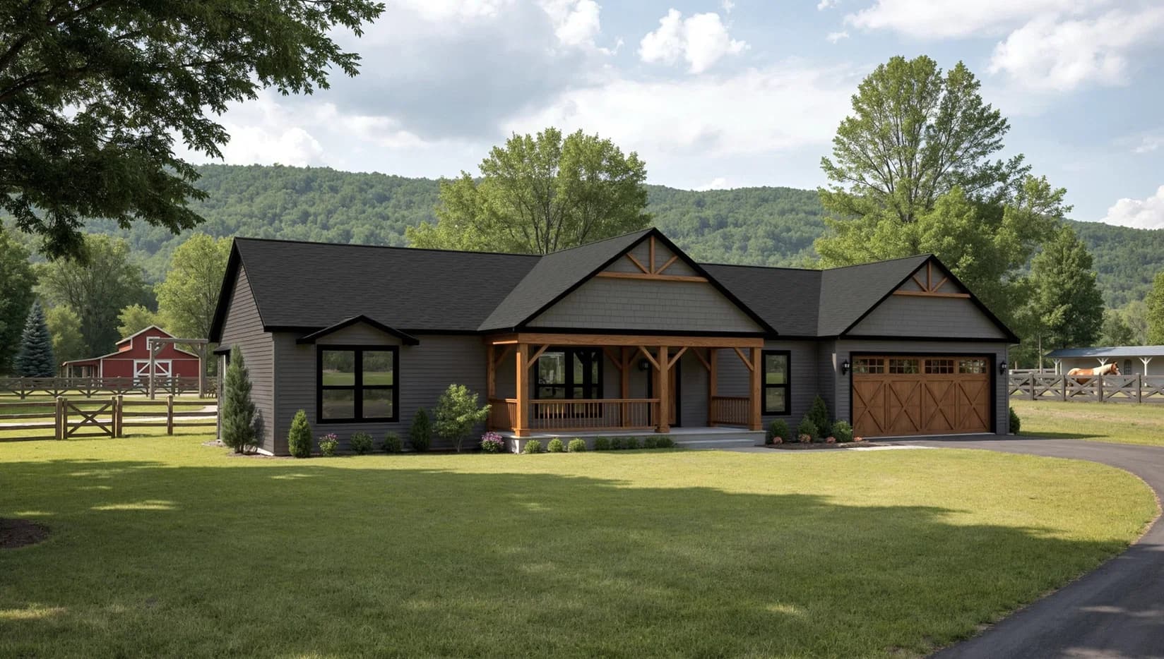 Big timber hero, elevation, and exterior home features