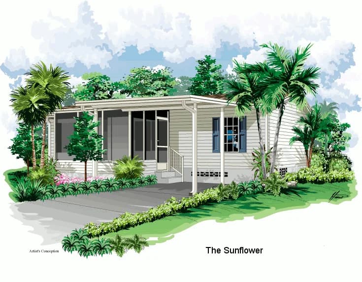Sunflower 2436 hero, exterior, and elevation home features