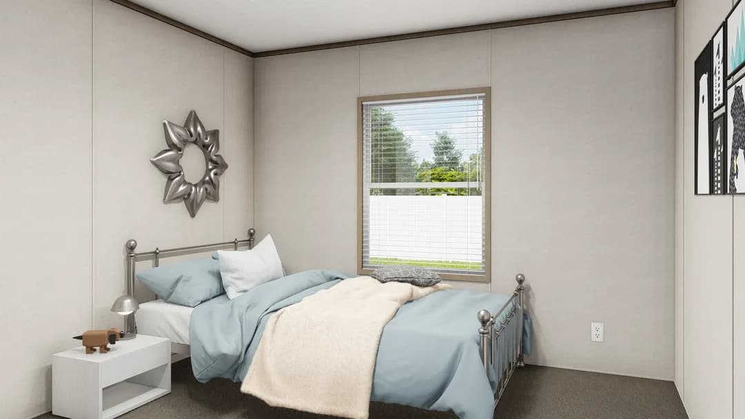 The southern farmhouse 2 bedroom home features