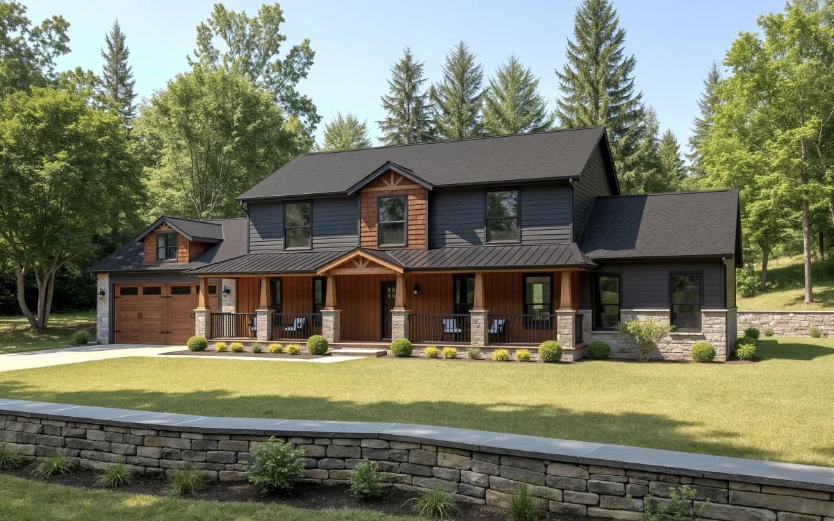 Ashville hero, elevation, and exterior home features