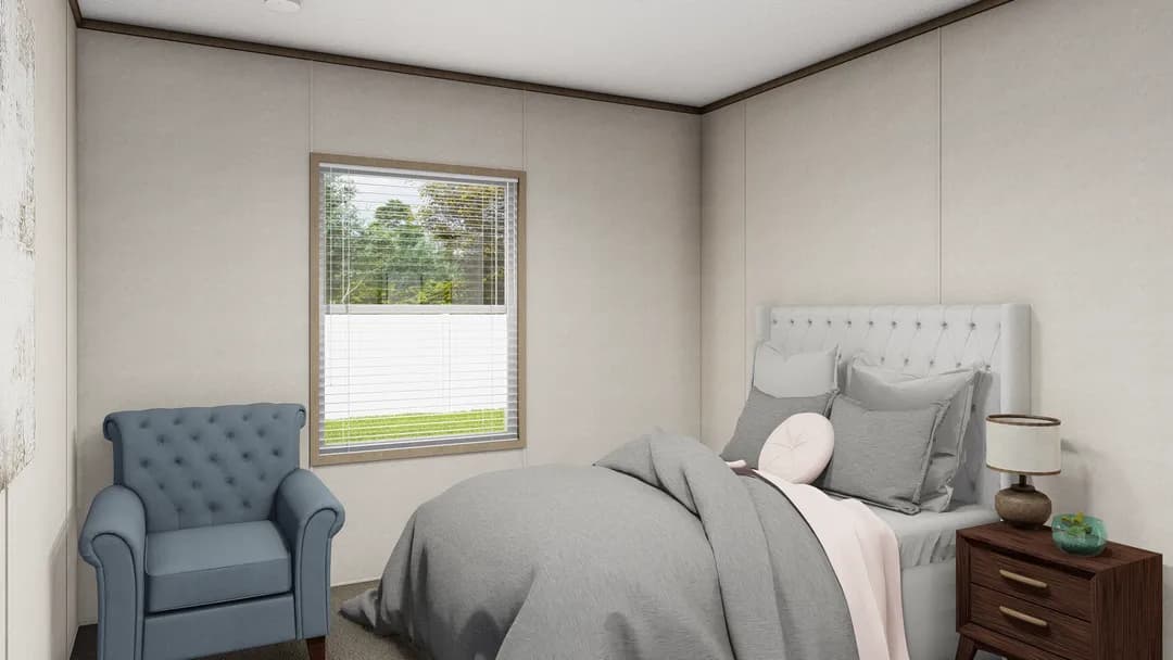 The southern farmhouse 2 bedroom home features